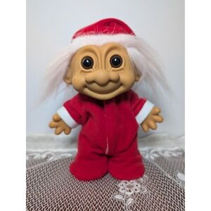 Vintage Russ Troll Santa Claus Pajamas 8" PJs White Hair Christmas Hat NICE!!!
